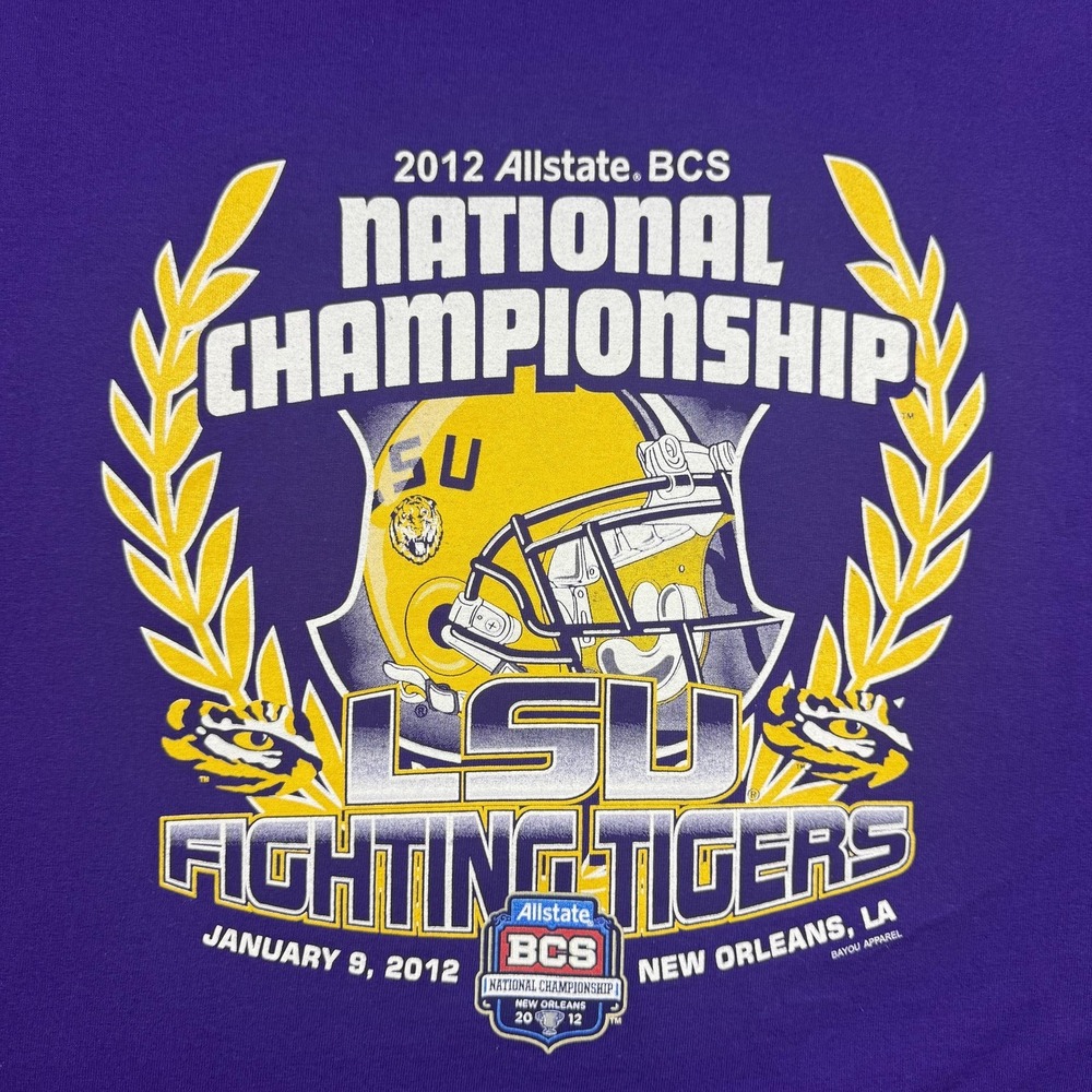 LSU Tigers Shirt Mens XL Purple NCAA Football 2012 National Championship Gildan